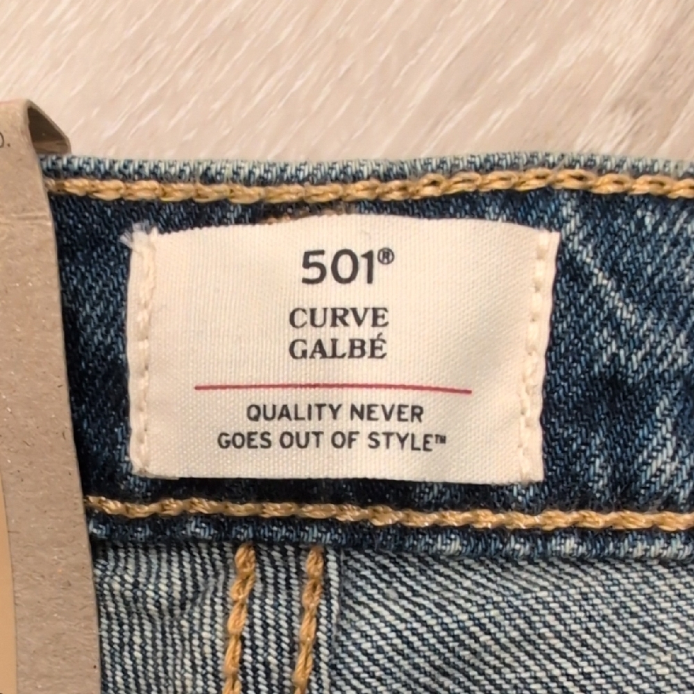 New Levi's 501 Dark Blue Straight-Leg Jeans with Rhinestone Detail - Picture 5 of 11